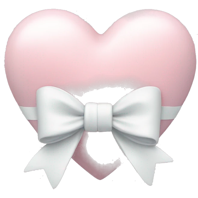 Pastel pink heart with white bow emoji