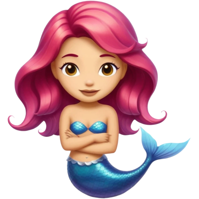 A cute mermaid emoji, looking coy and mischievous with a flirty smirk.  emoji