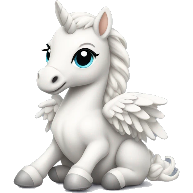 White crème Baby Pegasus sitting  emoji
