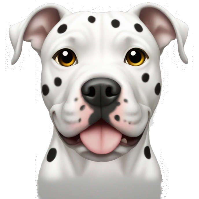 white pit bull with grey spots  emoji