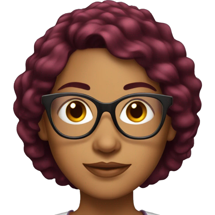 Latina women with burgundy hair and high light and glasses emoji