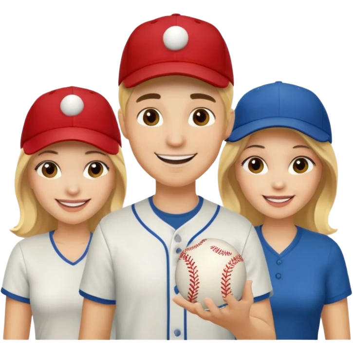 Two blonde women and a man with baseball cap on  emoji