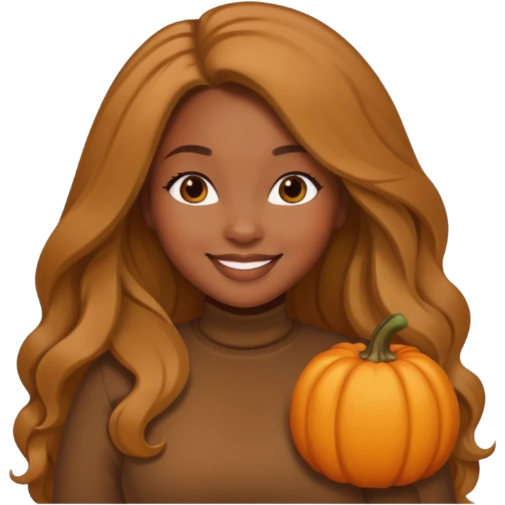 Curvy, NSFW, light brown long hair, pretty black girl wearing fall colors emoji
