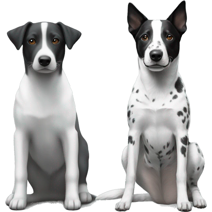 Blue heeler and pointer with floppy ears black and white emoji