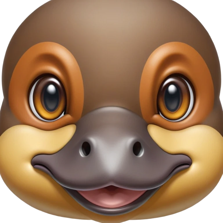 cute close-up of platypus face, zoom in on duck bill and eyes, anatomically accurate but adorable, detailed features, proper coloration, natural expression emoji