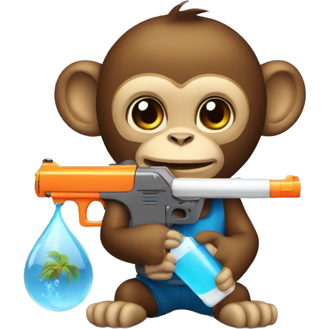Monkey with water gun emoji