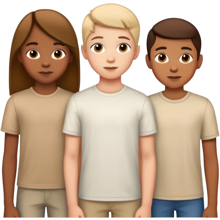 two teen boy siblings posing with a random 10-year-old girl emoji