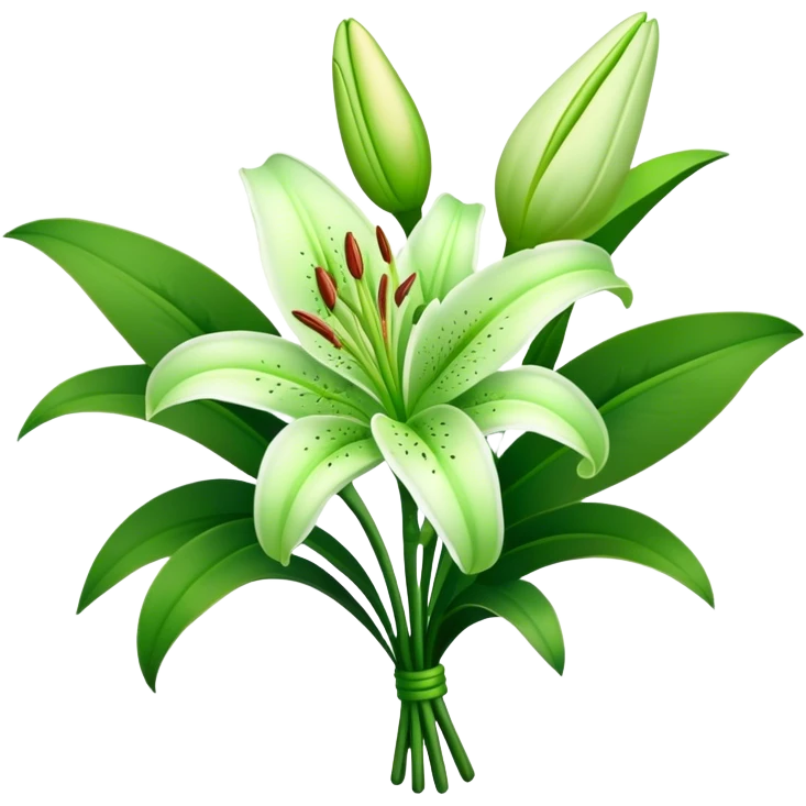 bouquet Soft Green Lily, luxuriant, leaf, bud emoji