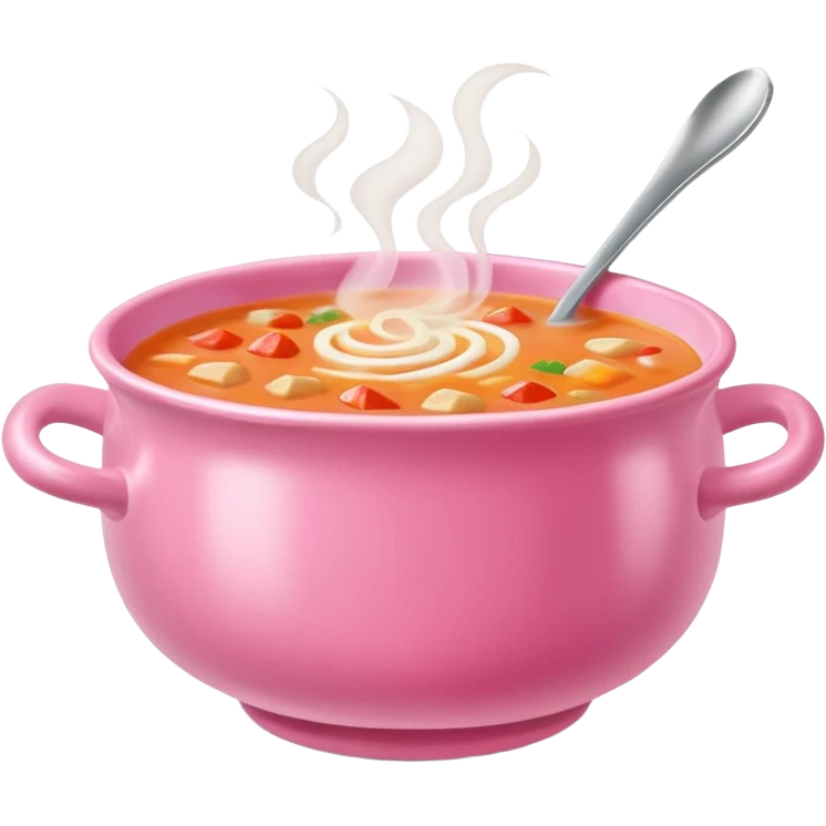 yummy soup in pink bowl emoji