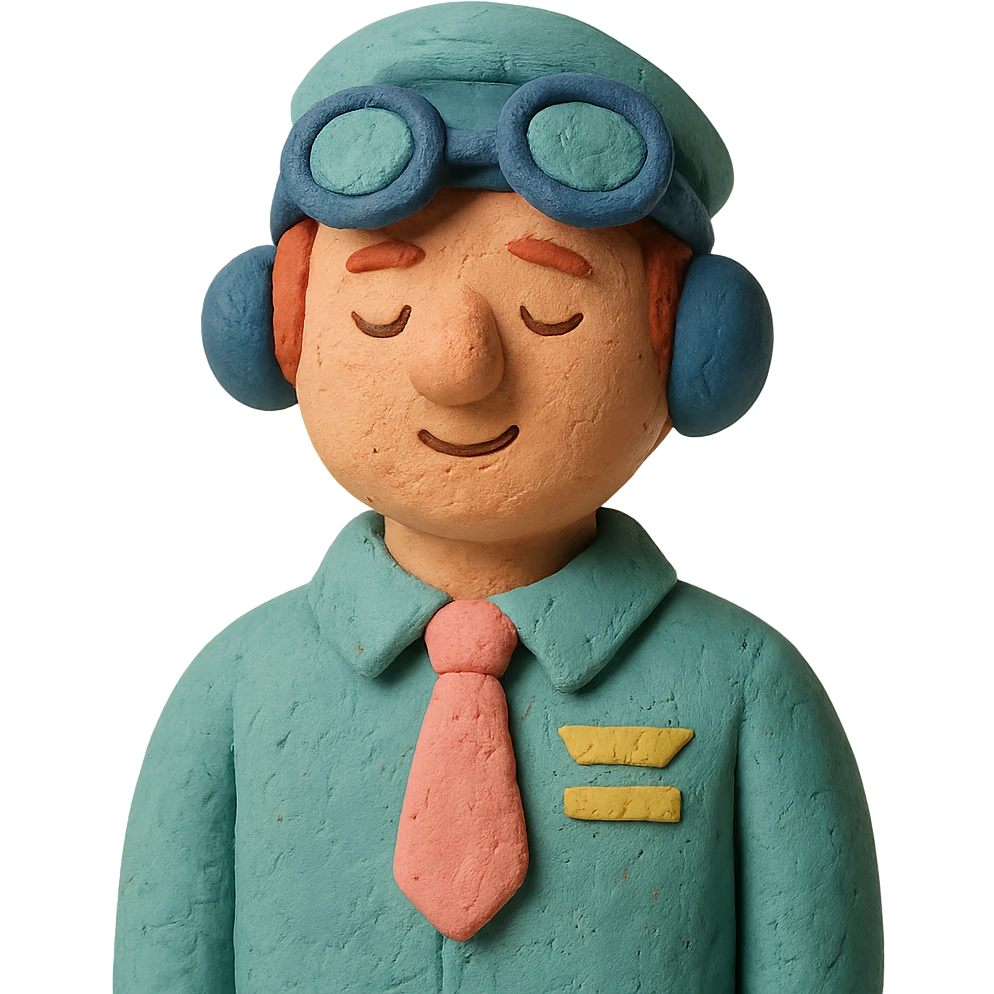 claymation style pilot with visible fingerprints and pastel colors emoji