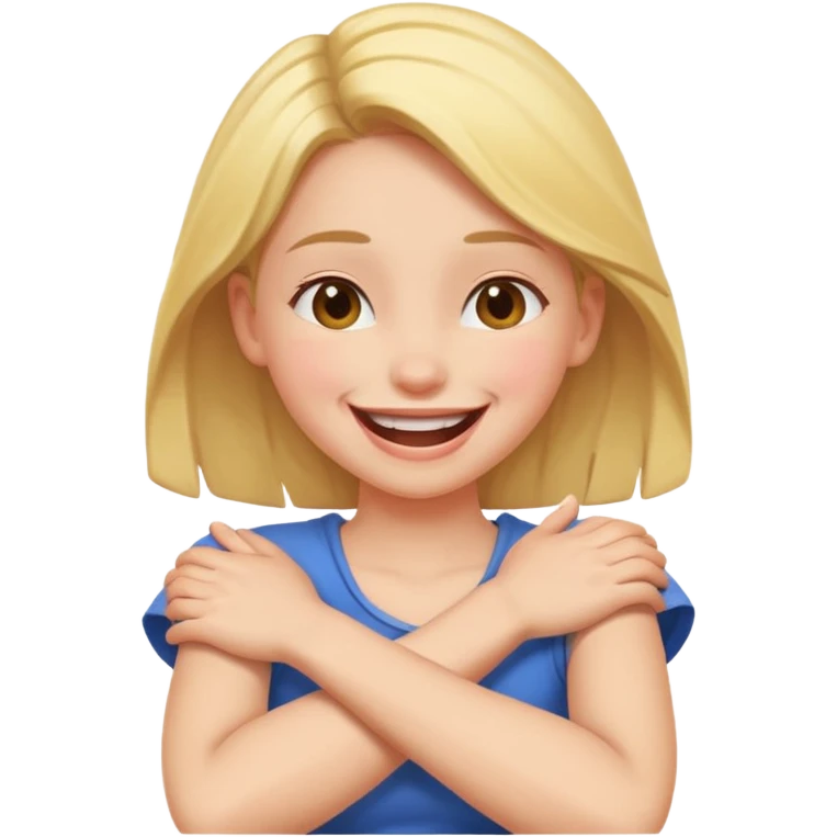 Girl crossed arms around neck laughing  emoji