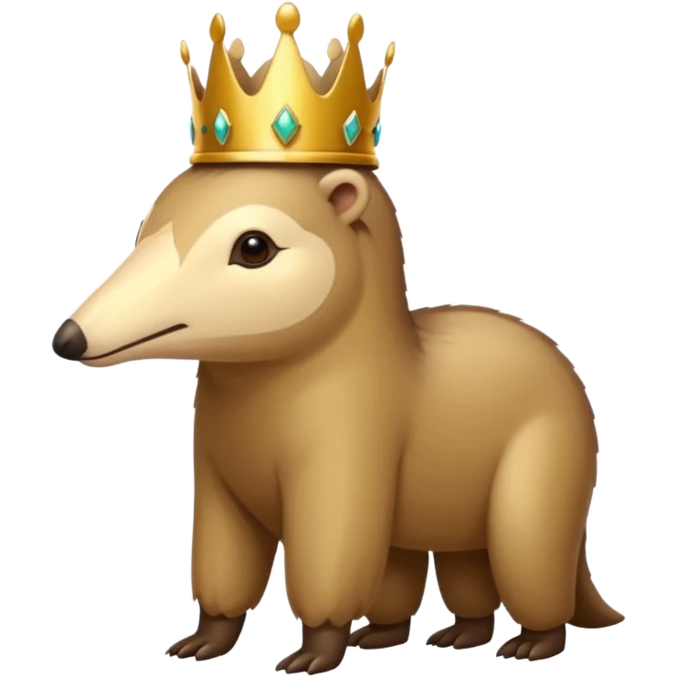 Anteater walking around and wearing a crown emoji