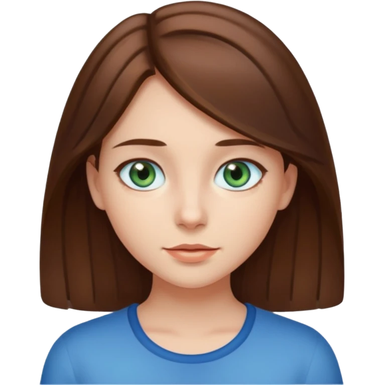 girl with medium length brown hair and blue-greenish eyes emoji