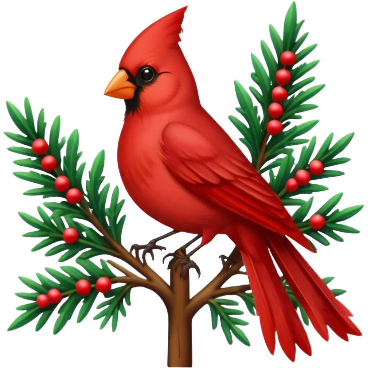 Cardinal bird Christmas tree emoji