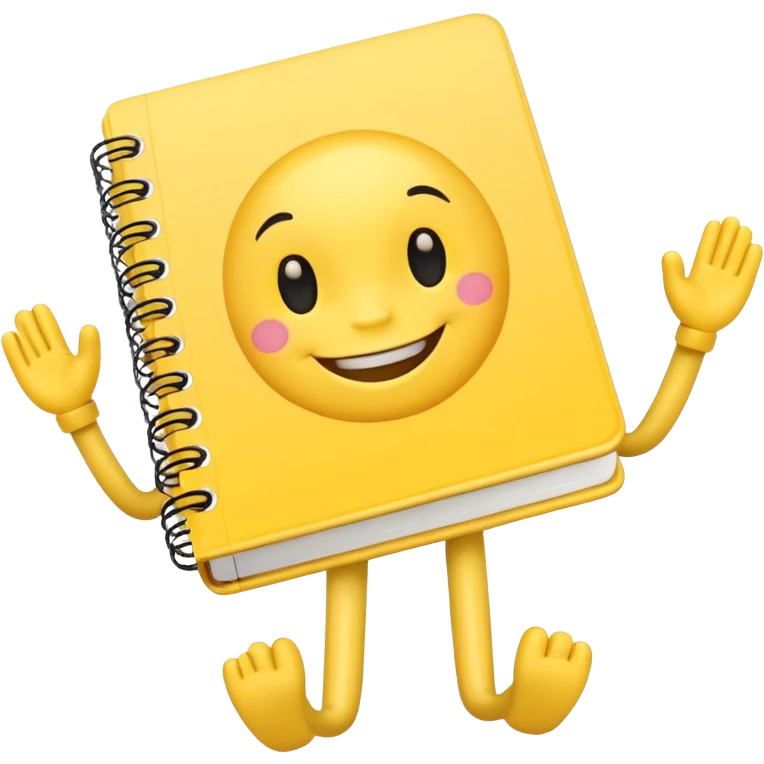 Cute notebook with arms and legs (smiling) emoji