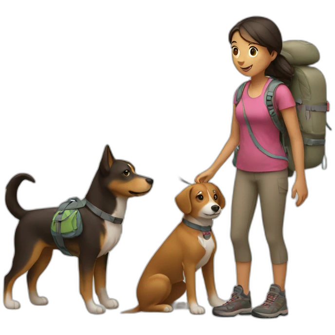 Girl and dog hikking emoji