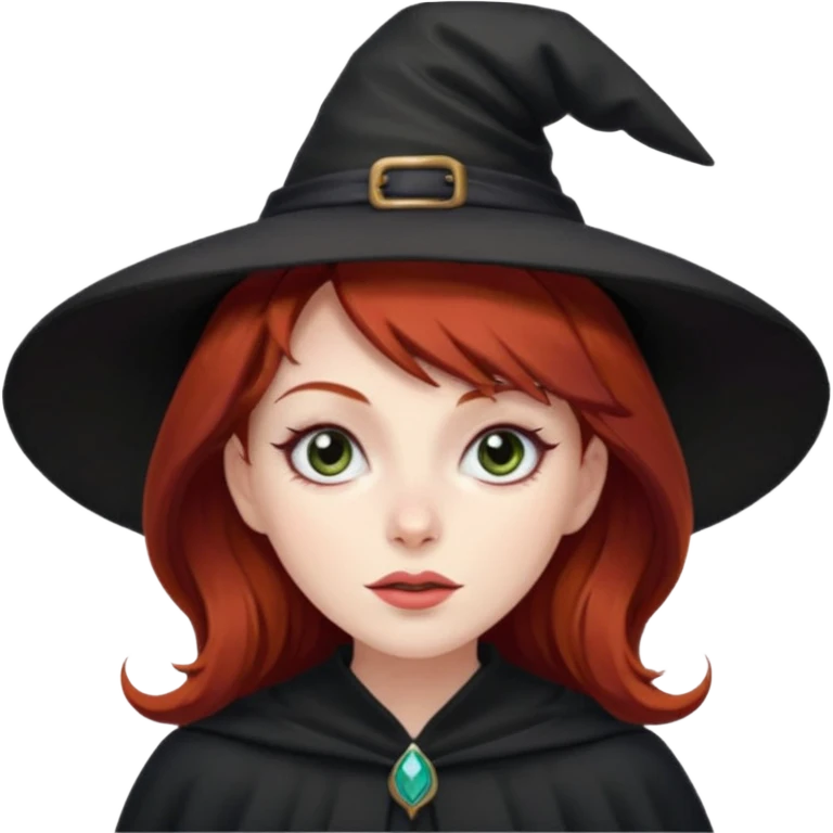 Dark Red haired witch, sassy, rolling eyes upwards rude emoji