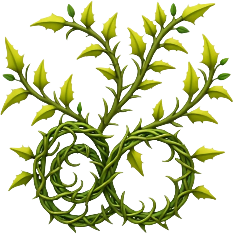 green filigree vines with thorns sprouting from the ground, 3D, extremely detailed, earthy color palette, yellow green and brown tones emoji