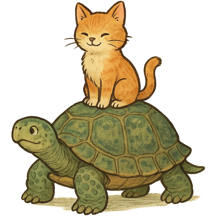 cat on a turtle emoji