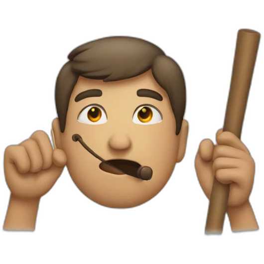 holding a rod with both hands towards mouth emoji