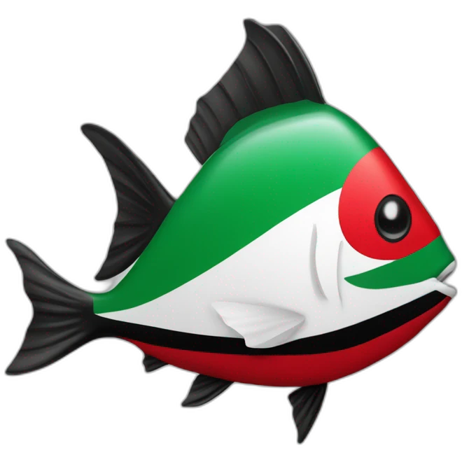 Un poisson avec le drapeau Palestinien emoji