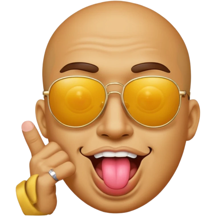 Fassa um emoji simples aquele da carinha amarelo de óculos escuro dando uma língua bem ofensiva e mostrando o dedo do meio da mesma forma.o óculos tem que ser escuro total emoji