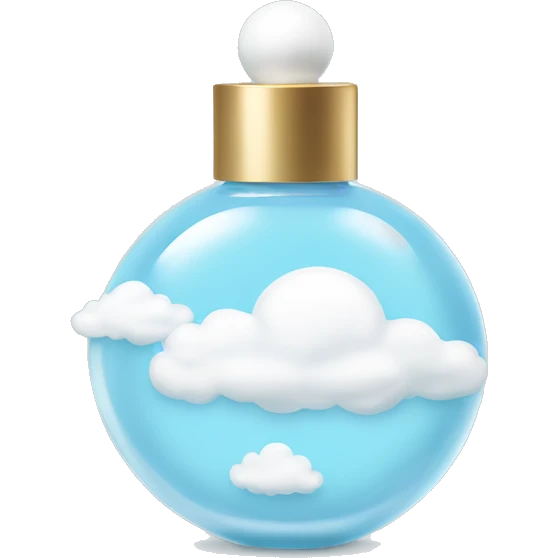 light blue round perfume bottle with white cloud decoration emoji