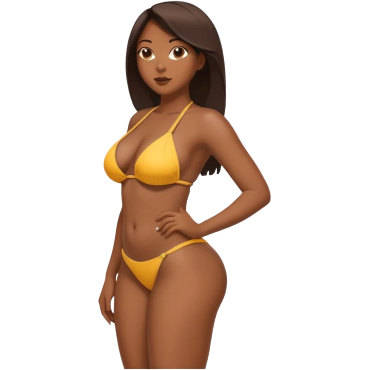 a slim thick black girl with a big butt wearing a bikini standing sideways emoji