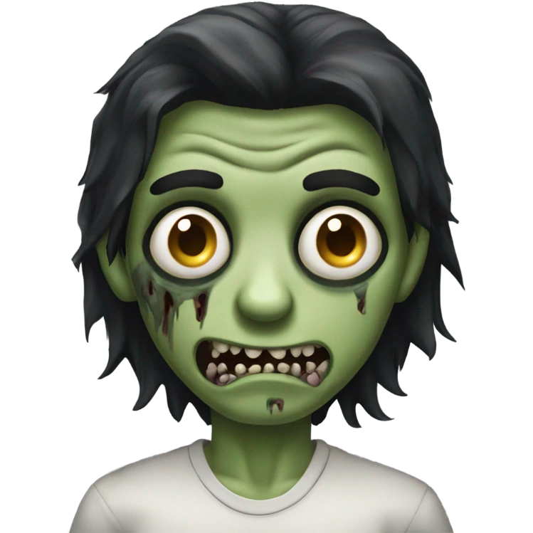 scary boy zombie with medium long dark hair emoji