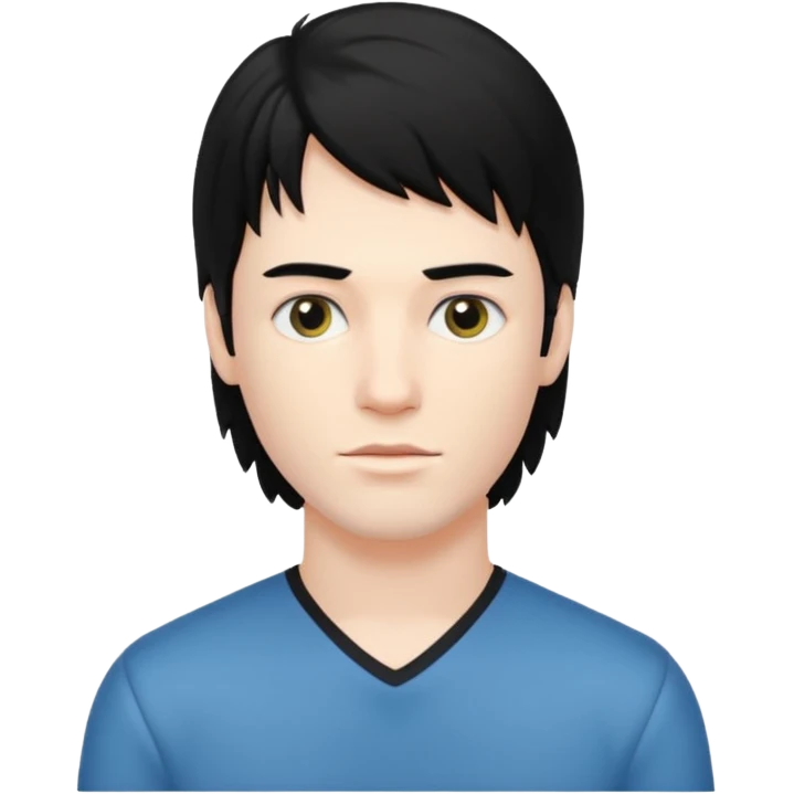 A young man with mullet black hair. emoji