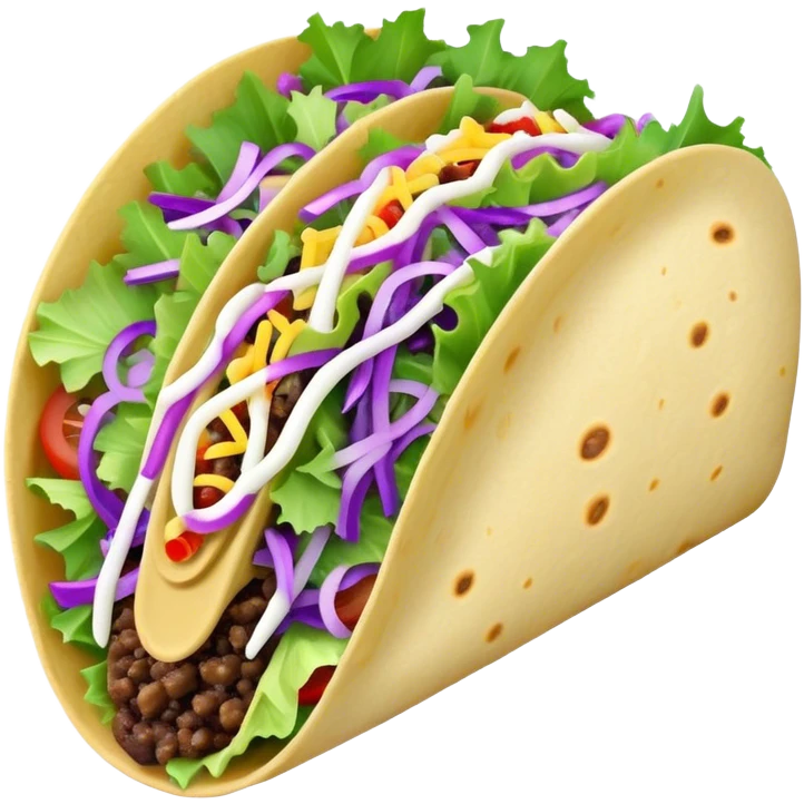 Purple taco with blue neon salad emoji