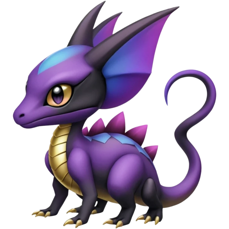 purple-black-gold-gradients Meloetta-Larvitar-Axew-Salandit-Pokémon-Fakémon-creature-hybrid-fusion emoji