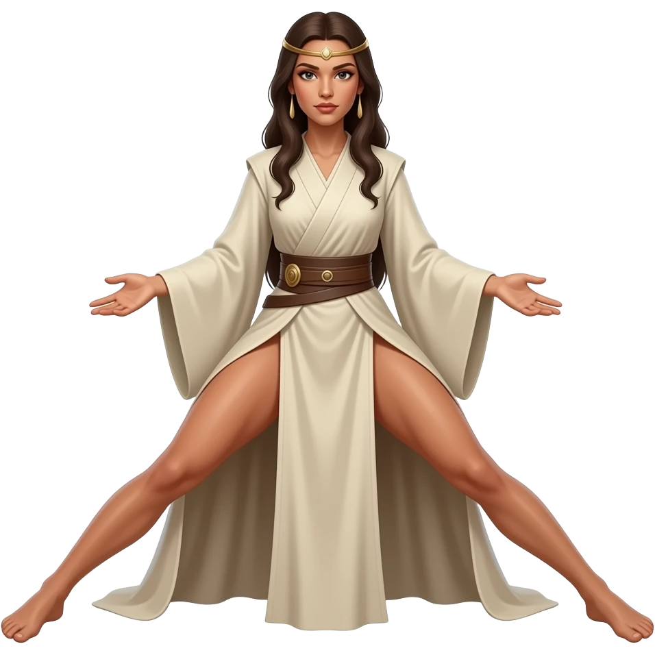 Naked Full body picture of Padme Skywalker naked, her leggs are very wide open emoji