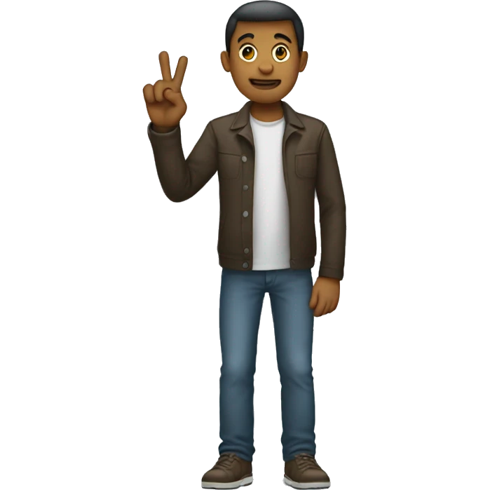 person standing and puting up 4 fingers emoji