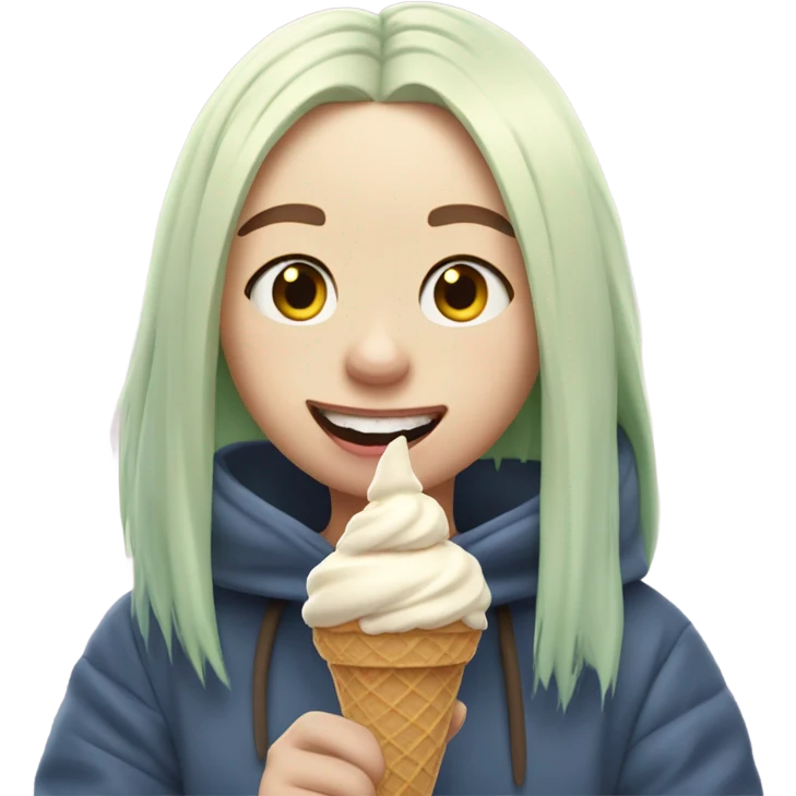 Billie eilish eating an ice cream emoji