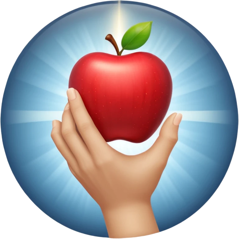 majestic hand with radiant light, symbolizing the 'finger of god', apple emoji style, no text emoji