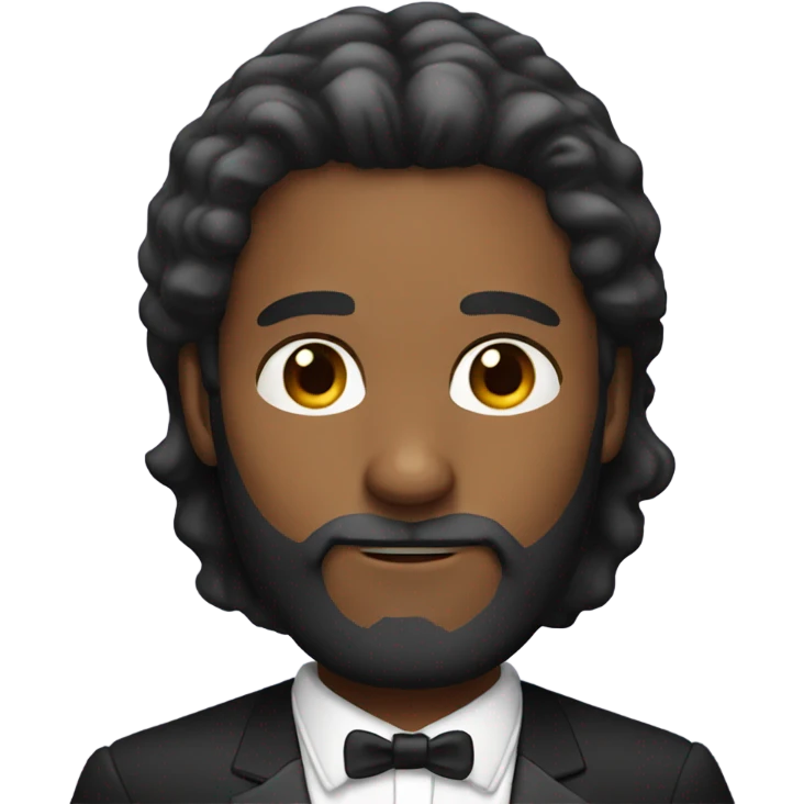 Man with long hair and beard with halo, wearing tuxedo  emoji