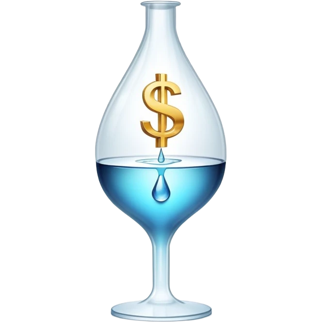 pipette positioned above a golden drop with a dollar sign inside the drop emoji