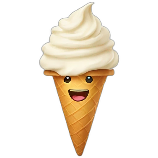Ice cream cone with a happy face emoji