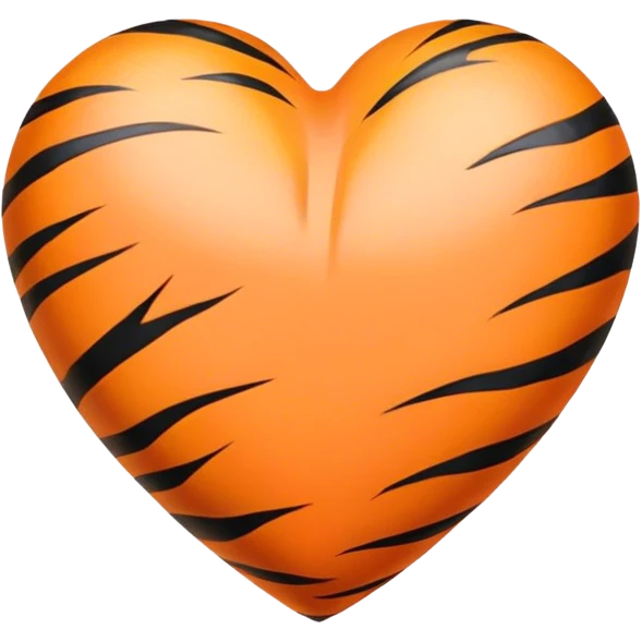 Heart with pin tiger stripes on peach emoji
