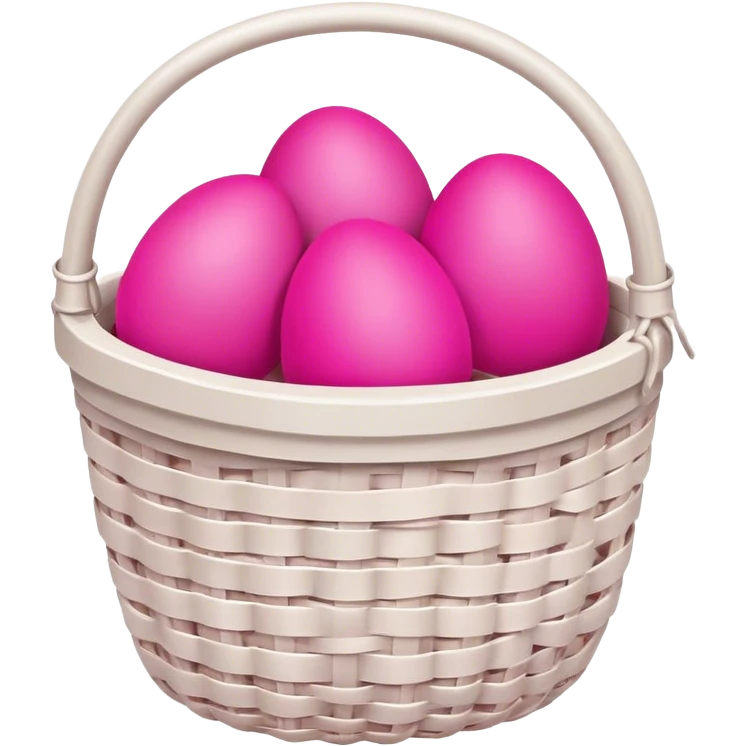 White basket with pink Easter eggs emoji