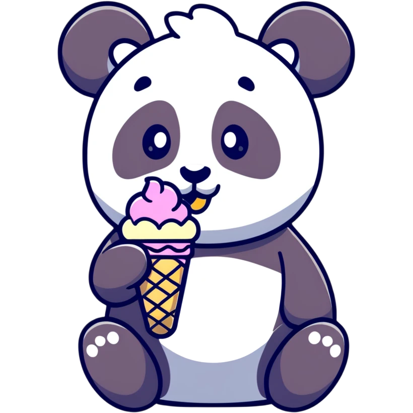 Panda eating ice cream emoji