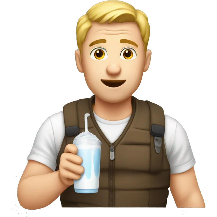 Man drinking milk drops emoji