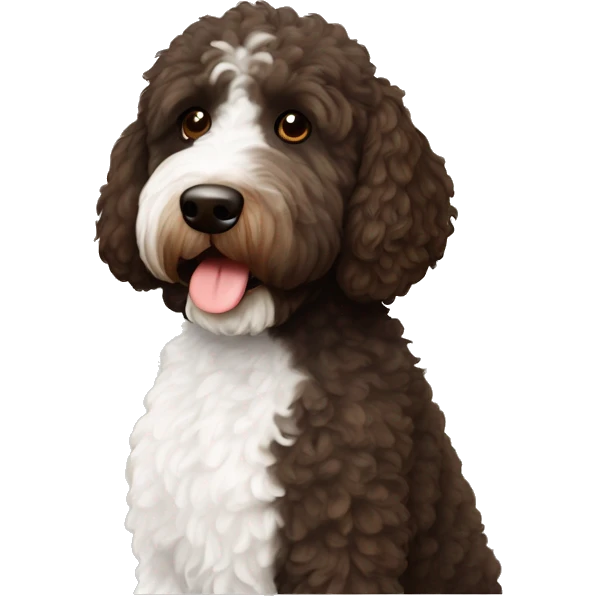 Black and￼ and brown bernadoodle with white on chest and dark brown Australian labradoodle with white on chest emoji