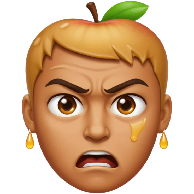 angry person with angry facial expression and sweat drops on forehead, apple emoji style emoji