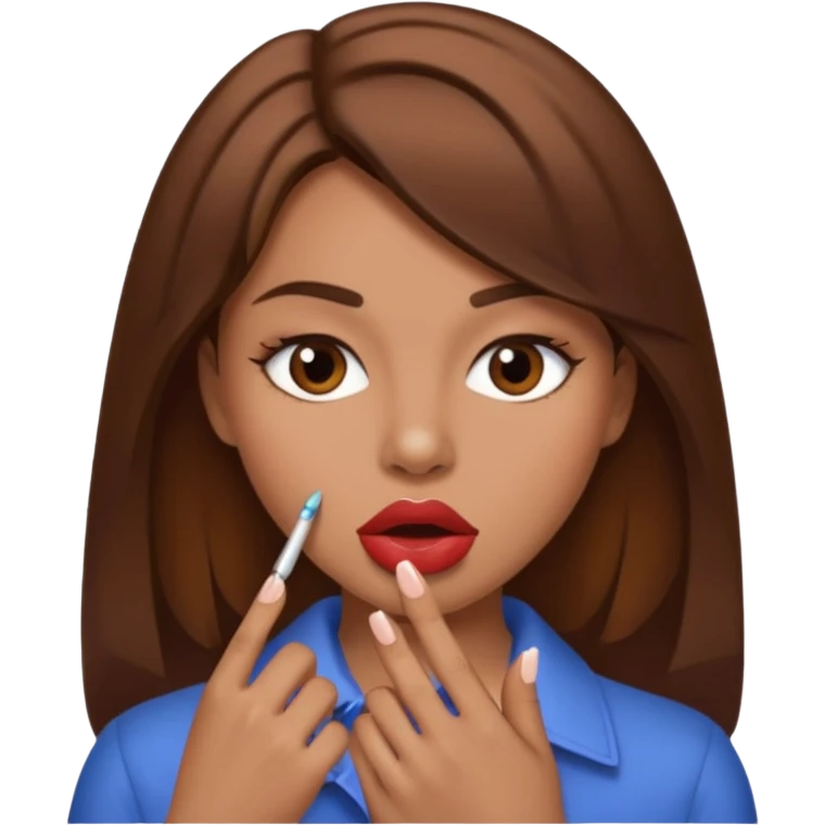 à brunet has her nail in her mouth seductively  emoji
