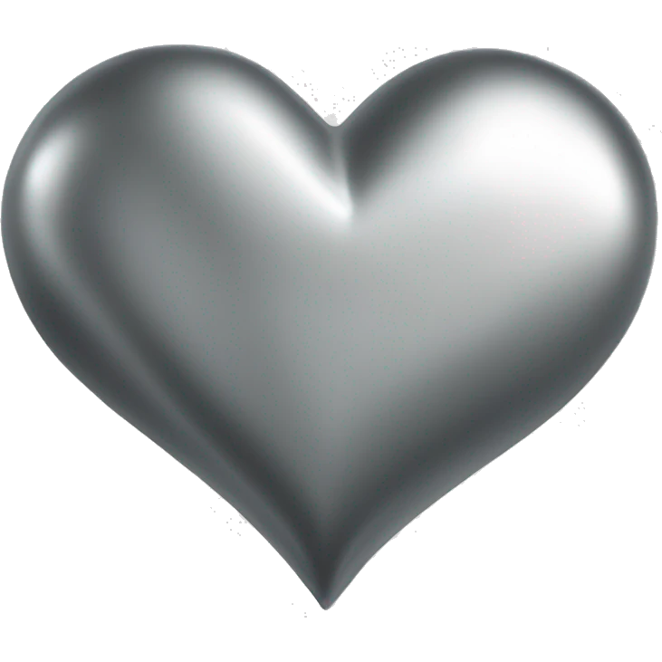a metallic silver chrome heart emoji