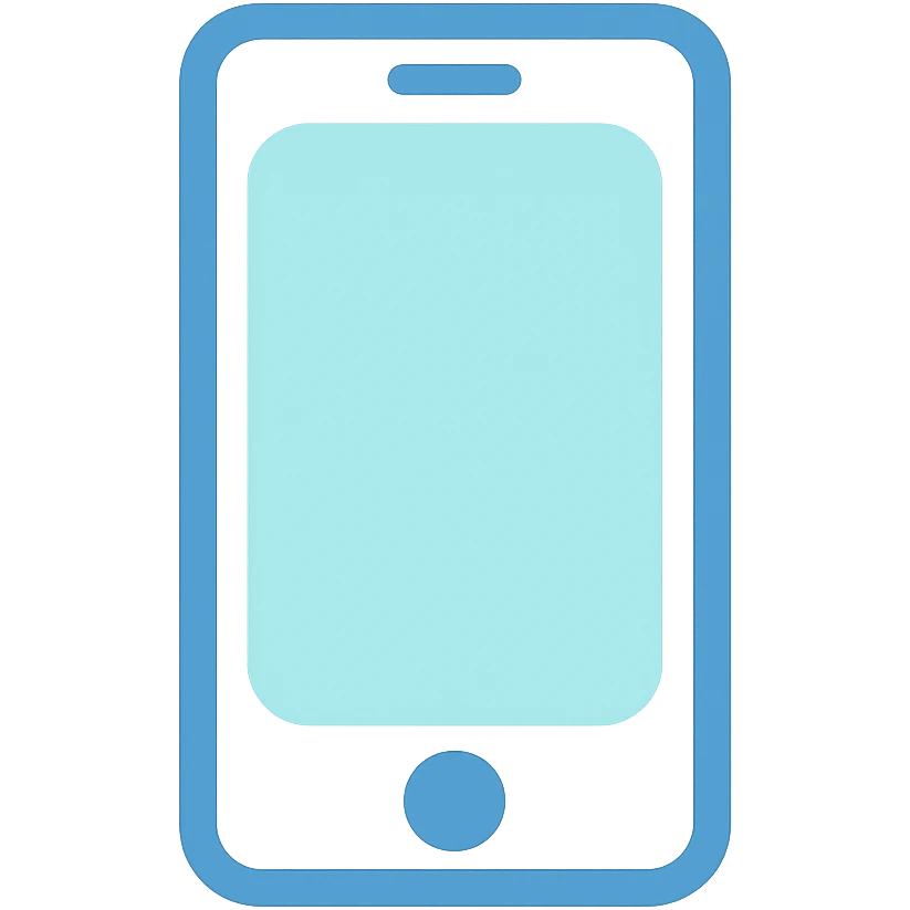 Smartphone icon, flat emoji style, outline with blue and turquoise colors, white background emoji