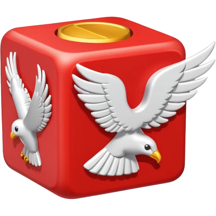 Red lucky block  with white wing emoji