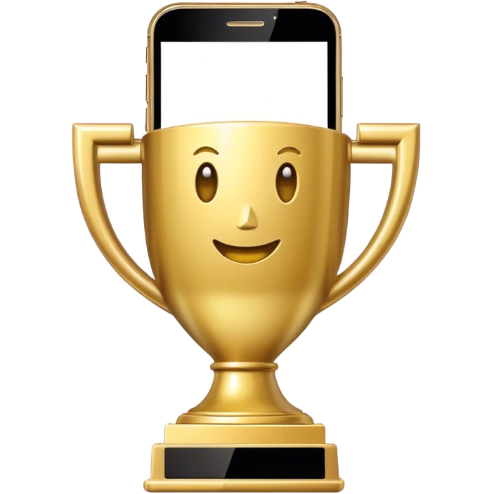 a trophy in a mobile phone emoji